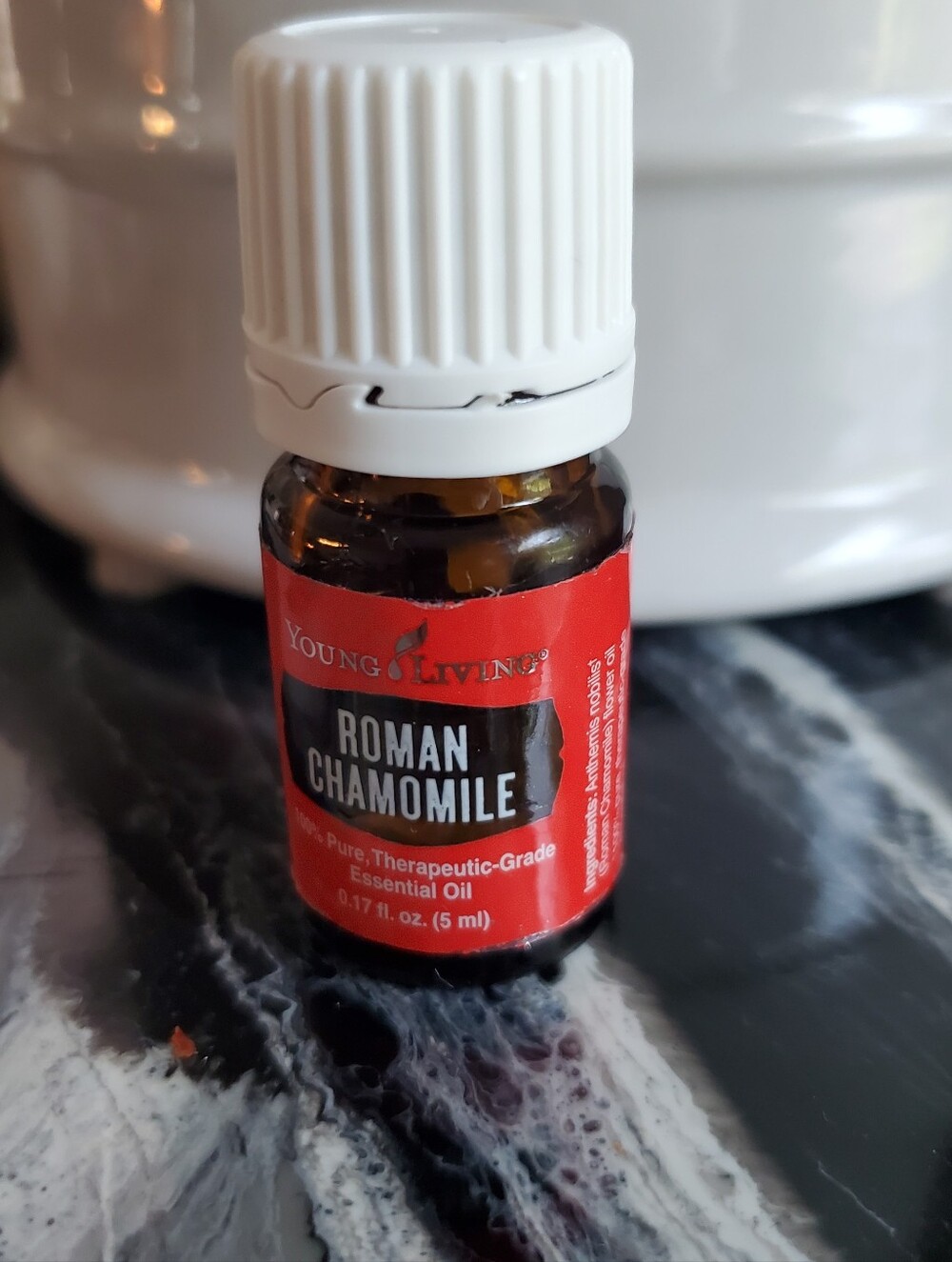 Young Living Roman Chamomile Essential Oil - Red Bottle Label, Opened, 3/4 Full
